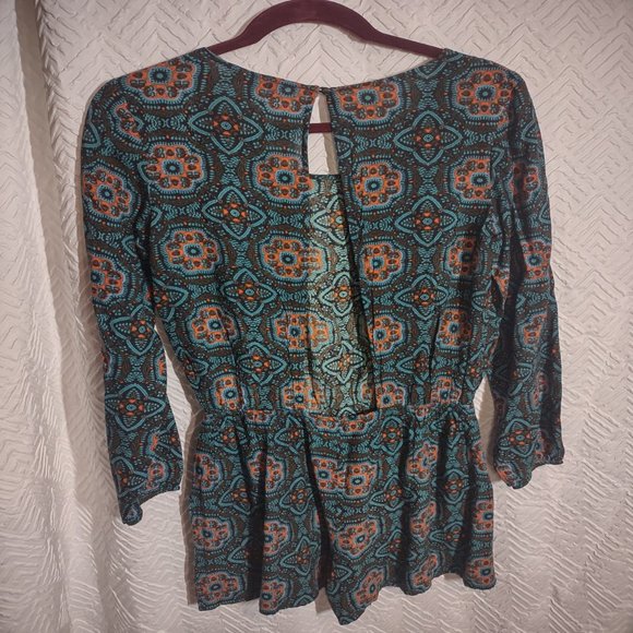 Patrons of Peace Teal Romper - Picture 4 of 11